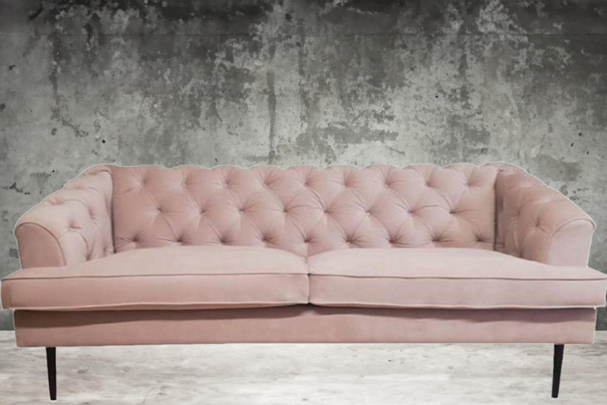 SOFA MIRA Rosé Webstoff - Pink/Schwarz, Textil (223/82/94cm) - KAWOLA