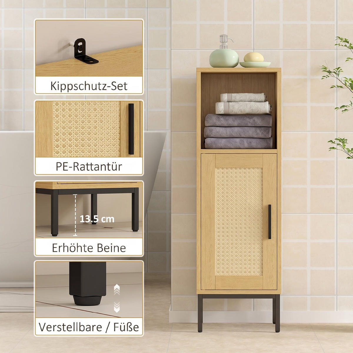 MEHRZWECKSCHRANK Naturfarben 30.0/30.0/94.0 cm - Naturfarben, Holzwerkstoff (30/94/30cm)