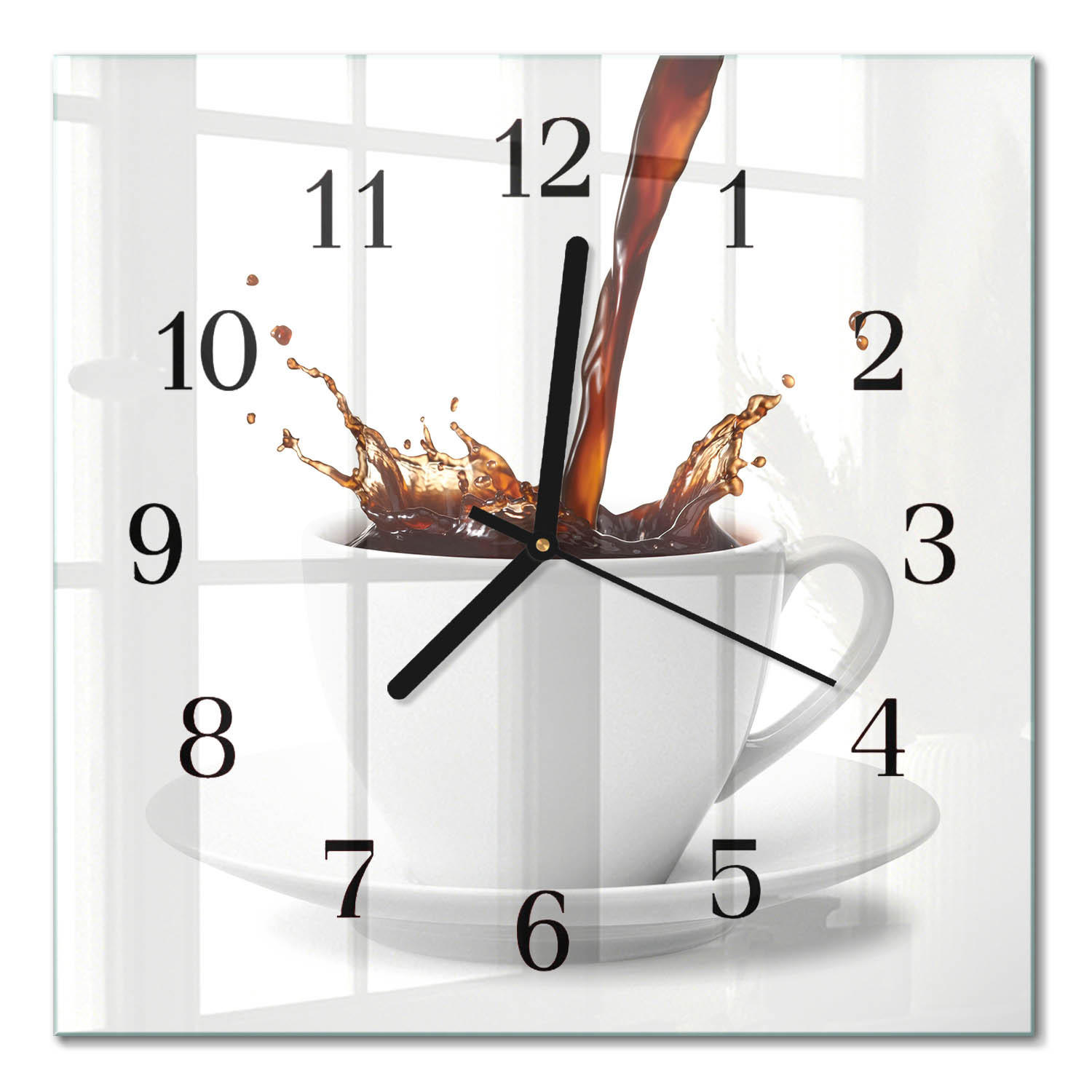 WANDUHR 30x30 cm - Tasse Kaffee - Weiß, Glas (30/30/0.4cm) - TULUP