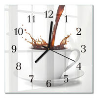 WANDUHR 30x30 cm - Tasse Kaffee - Weiß, Glas (30/30/0.4cm) - TULUP
