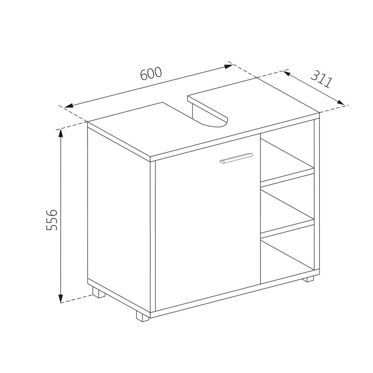 WASCHBECKENUNTERSCHRANK Perry Weiß 60 x 55.6 cm - Weiß, Holzwerkstoff (60/55.6/31.1cm) - Vicco