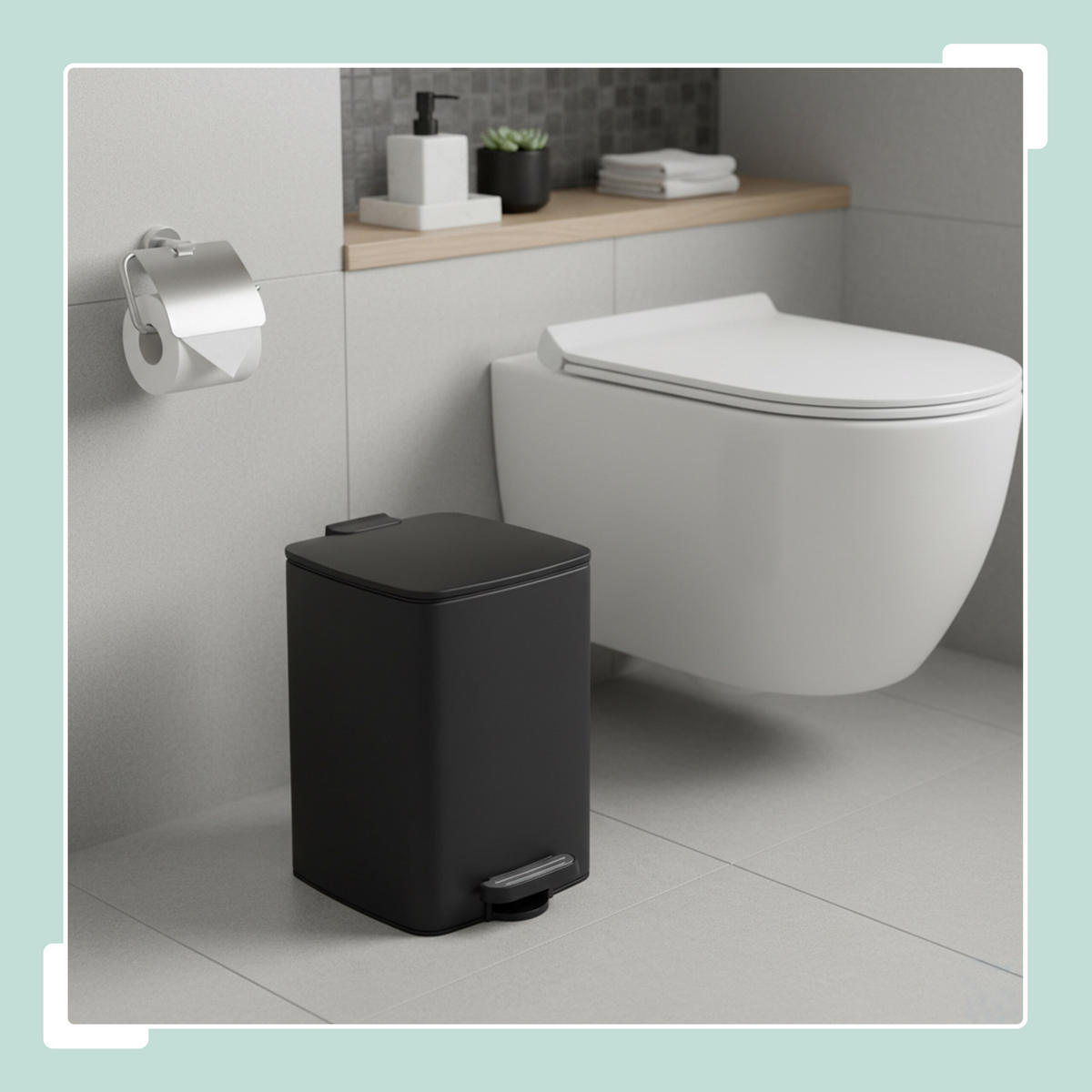 MÜLLEIMER - Schwarz, Kunststoff/Metall (29/40/34cm) - Relaxdays