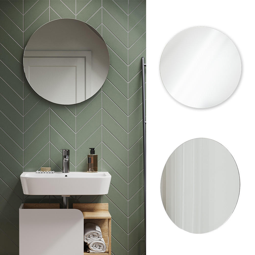 BADEZIMMERSPIEGEL Karen Weiß 60 x 60 cm Rund - Weiß, Glas (60/60/2.1cm) - Vicco