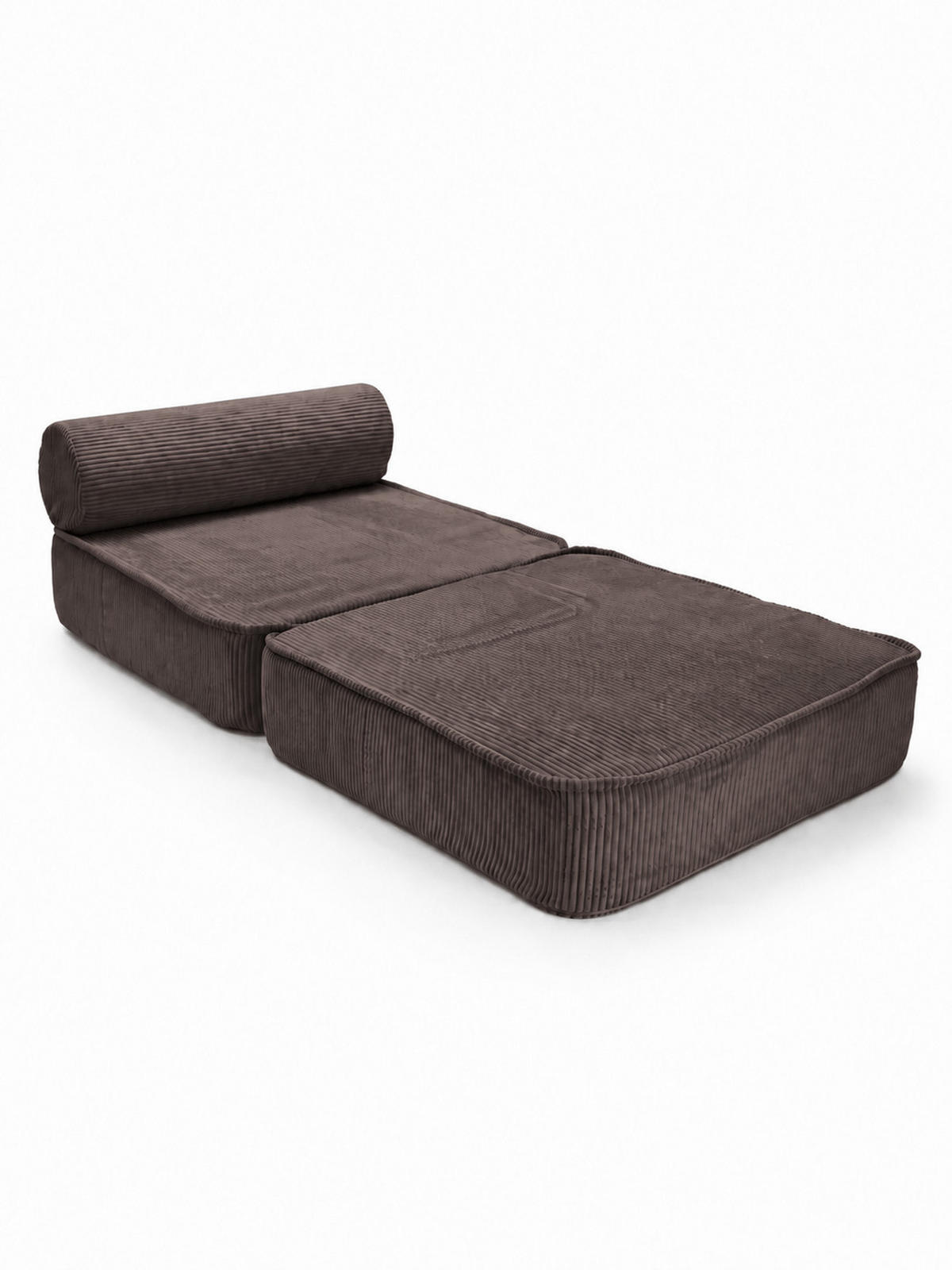SCHLAFSESSEL ausklappbar, modularer Bodensessel mit Rückenrolle in Braun - Braun, Textil (80/62/95cm) - SURB