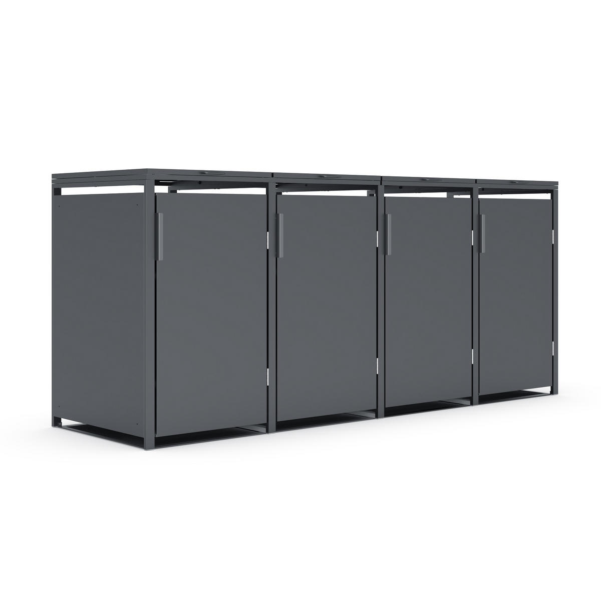 MÜLLTONNENBOX 4er, 265x80x116cm, Stahl, anthrazit - Grau, Kunststoff (80/175/120cm) - Plats Outdoor solution