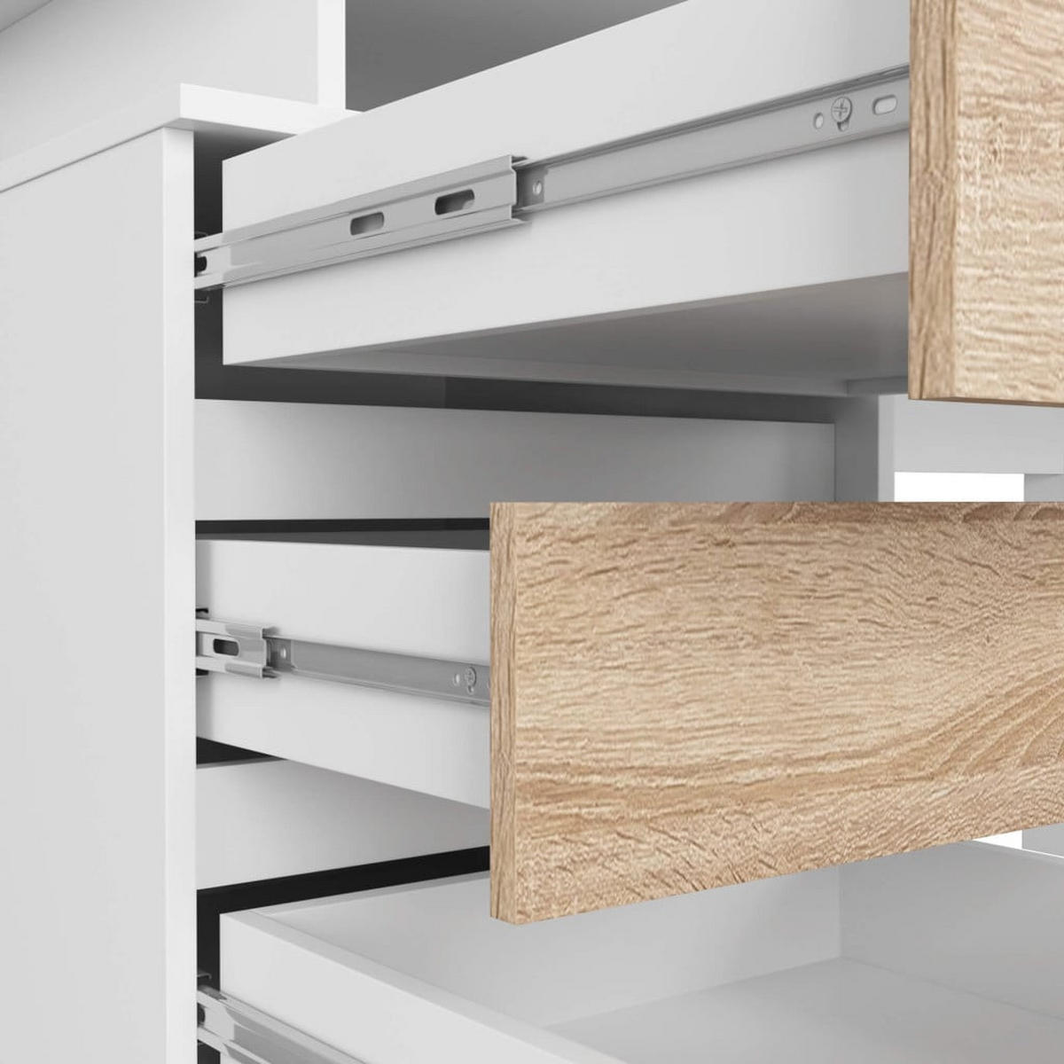 SCHREIBTISCH Weiß, Sonoma 77/135/60 - Weiß/Sonoma Eiche, Holzwerkstoff (60/135/77cm) - RAUMHIRSCH FURNITURE