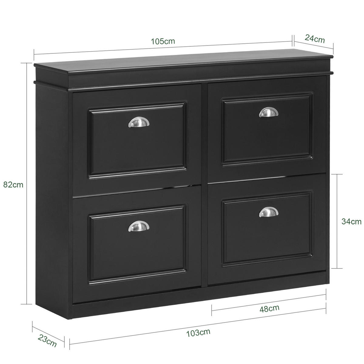 SCHUHSCHRANK Schwarz - Schwarz, Holzwerkstoff (105/82/24cm) - SoBuy