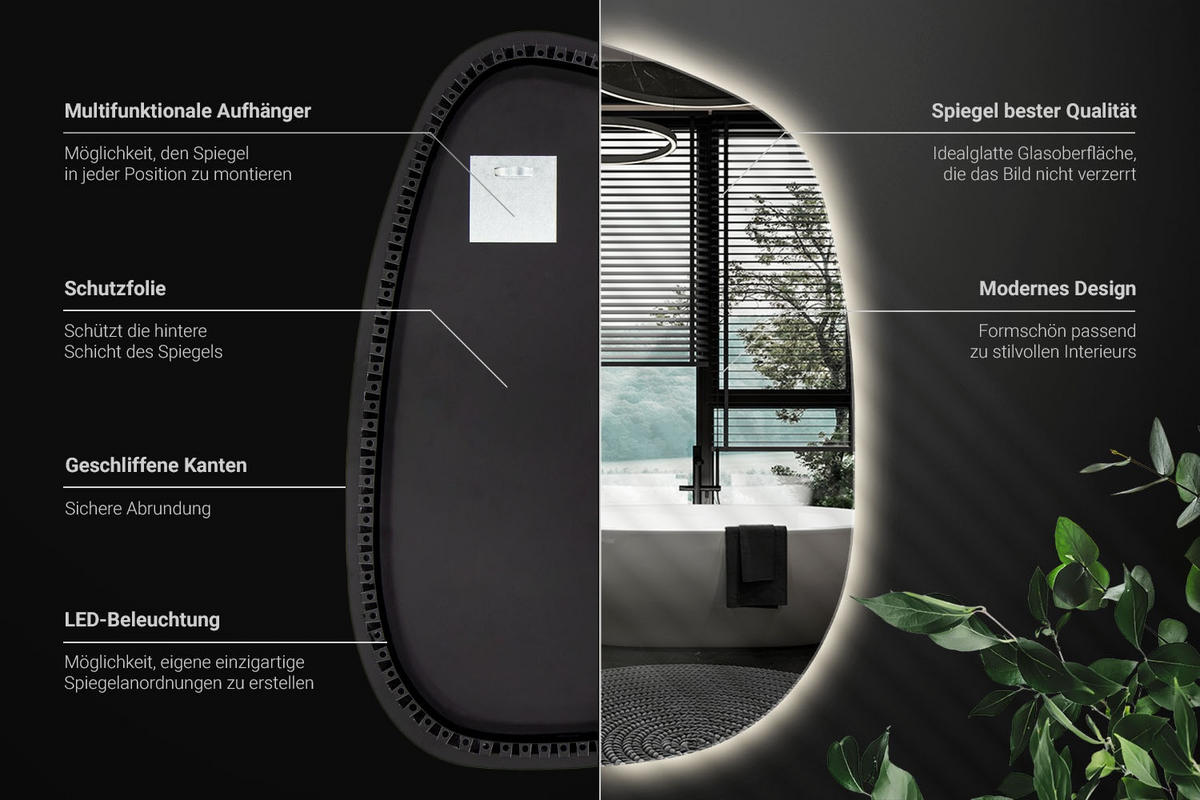 LED SPIEGEL 67,9x47 cm Neutralweiß 4000K - Transparent, Glas (67.9/47/0.4cm) - Wallfluent