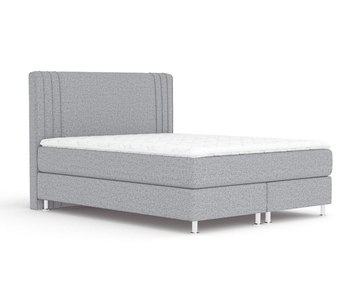 BOXSPRINGBETT Casone Grau 160/200 cm mit Latex-Topper - Silberfarben/Grau, Holz/Holzwerkstoff (160/200cm) - Maison de Reve