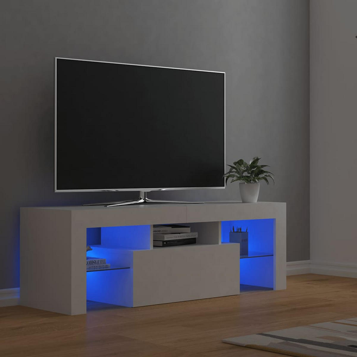 TV-SCHRANK Mit Led-Leuchten Weiss 120/35/40 Cm - Weiß, Holzwerkstoff (41/44/102cm) - vidaXL