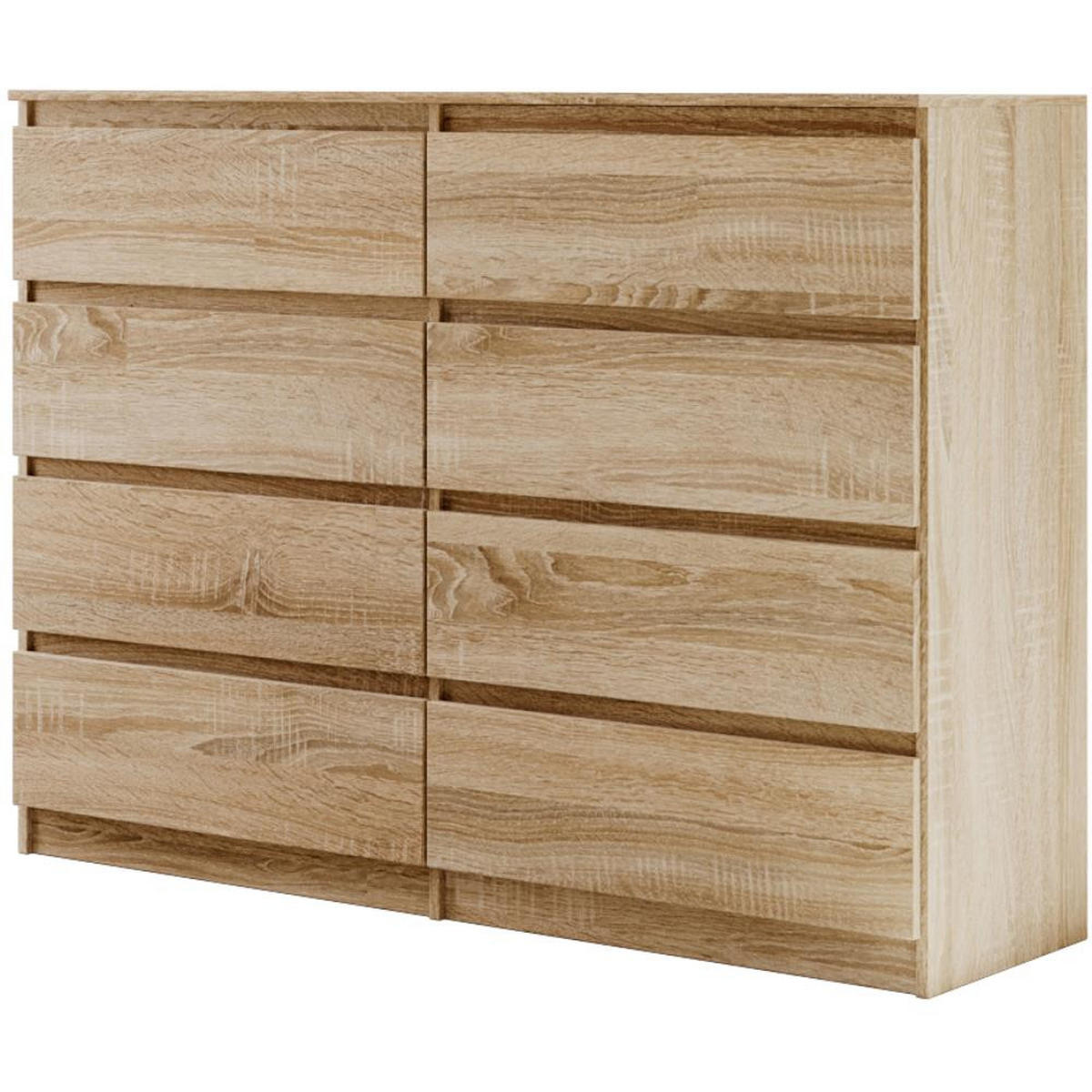 KOMMODE Lemon 140 cm mit acht Schubladen eiche Sonoma - Sonoma Eiche, Holzwerkstoff (140/101.5/39cm) - Beautysofa