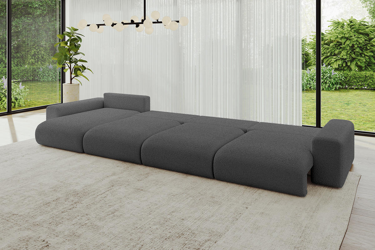 WOHNLANDSCHAFT mit Schlaffunktion ESKAR-U2-464x176x84cm Grau - Platinfarben, Holzwerkstoff/Kunststoff (176/72/464cm) - ALTDECOR