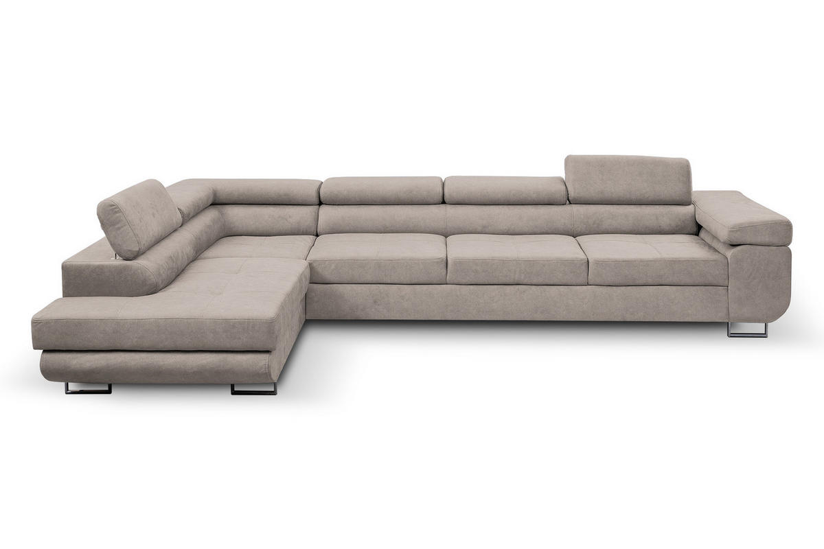 ECKSOFA Marlene IV L-Form mit verstellbaren Kopfstützen Schlaffunktion Bettkasten 347 cm links beige - Beige, Kunststoff (347/202cm) - Margaret Hadas24