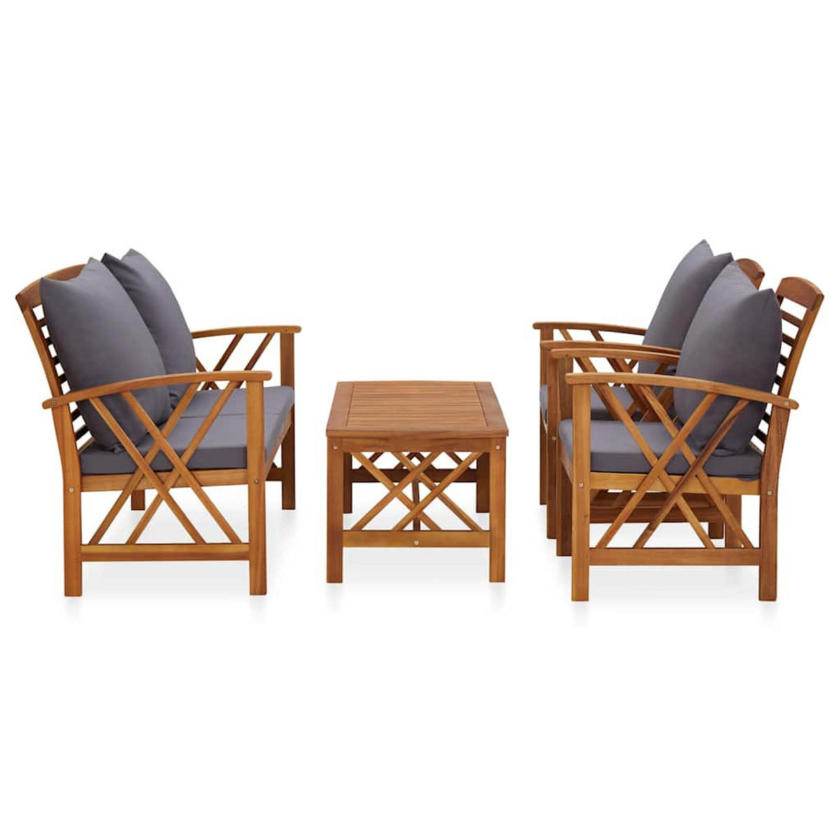 GARTENSET Rembert 4-teilig - Grau, Holzwerkstoff - Nettlife