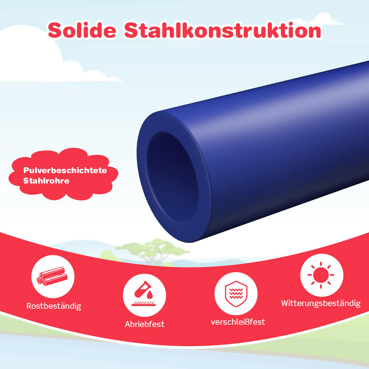 KLETTERKUPPEL Rot - Rot, Metall (183/92/242cm) - COSTWAY