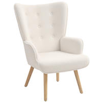 SESSEL DE-13279 Bouclé-Stoff & Knopfheftung Beige - Beige, Holz (71/96/74cm) - ComfortXL