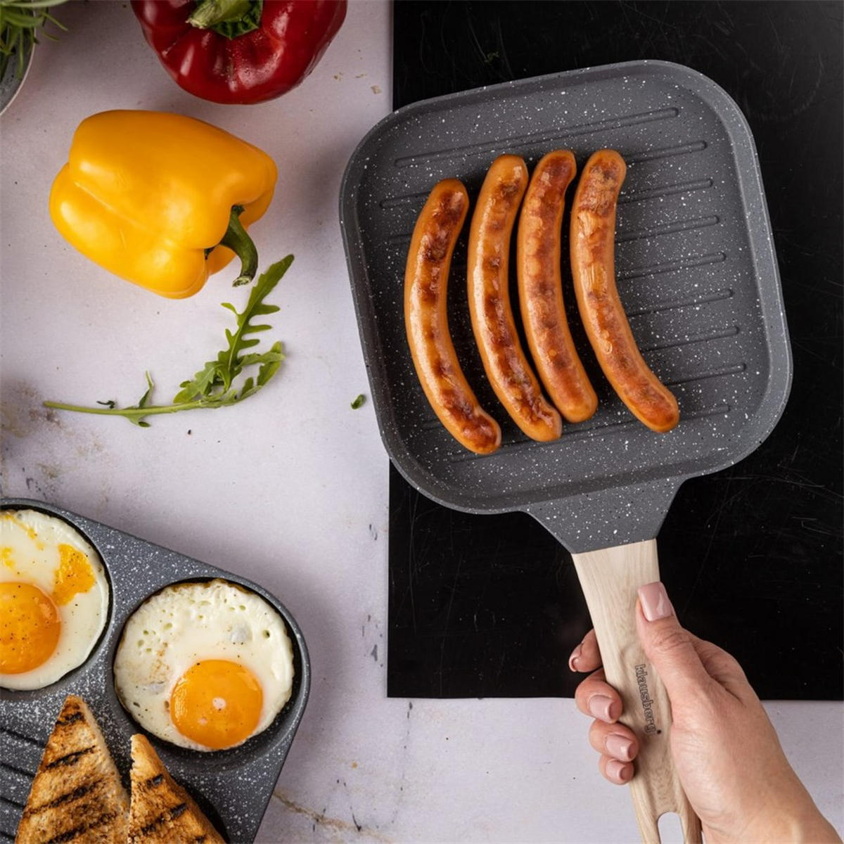 GRILLPFANNE Blau 36/18/2.5 cm KB7811 - Blau, Metall (36cm) - Klausberg 