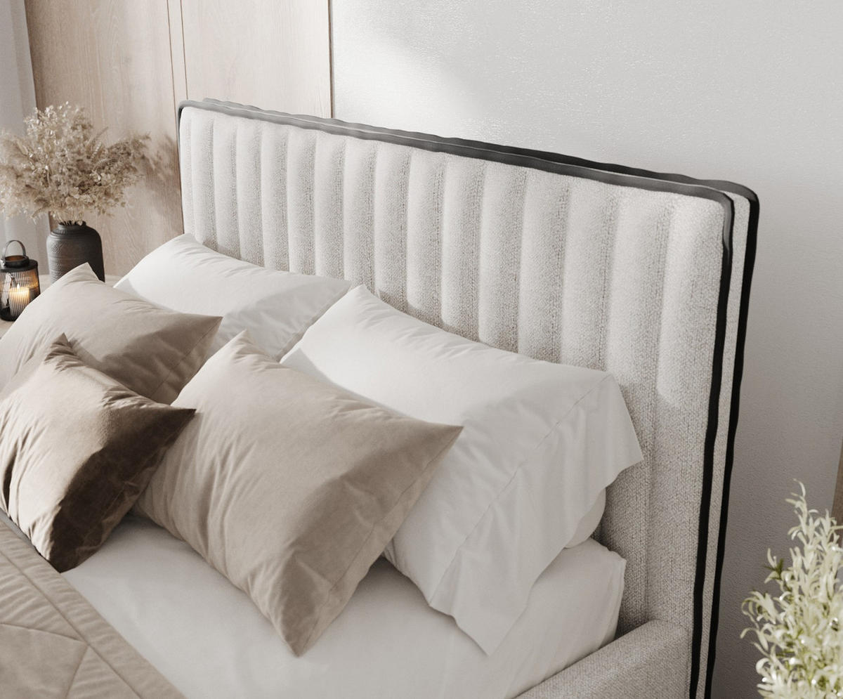 POLSTERBETT Aria 120/200 cm Hellbeige im Riva Stoff - Beige/Naturfarben, Holz/Holzwerkstoff (120/200cm) - AltaBeds