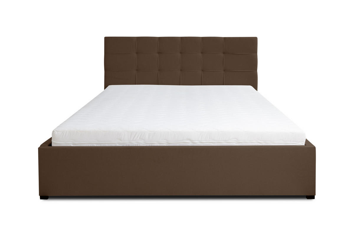 POLSTERBETT JESSA mit Kopfteil, 160 x200 cm, Doppelbett mit Bettkasten und Lattenrost aus Velourstoff, Velourstoff, Frabe: Braun - Braun, Holz/Kunststoff (160/200cm) - VENASI MÖBEL