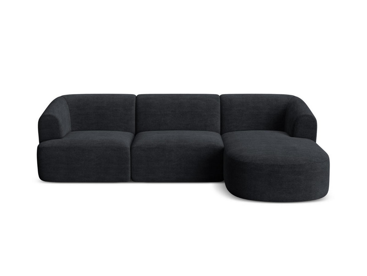 MODULARES-ECKSOFA rechts Campi aus Cord schwarz 4 Sitzplätze - Schwarz, Textil (156/256cm) - Cosmopolitan Design