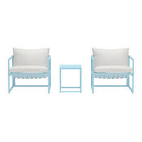 LOUNGE-SET, Messina, Hellblau, Stahl, 40 x 50 x 45 cm, 3-teilig - Hellblau, Metall - ebuy24
