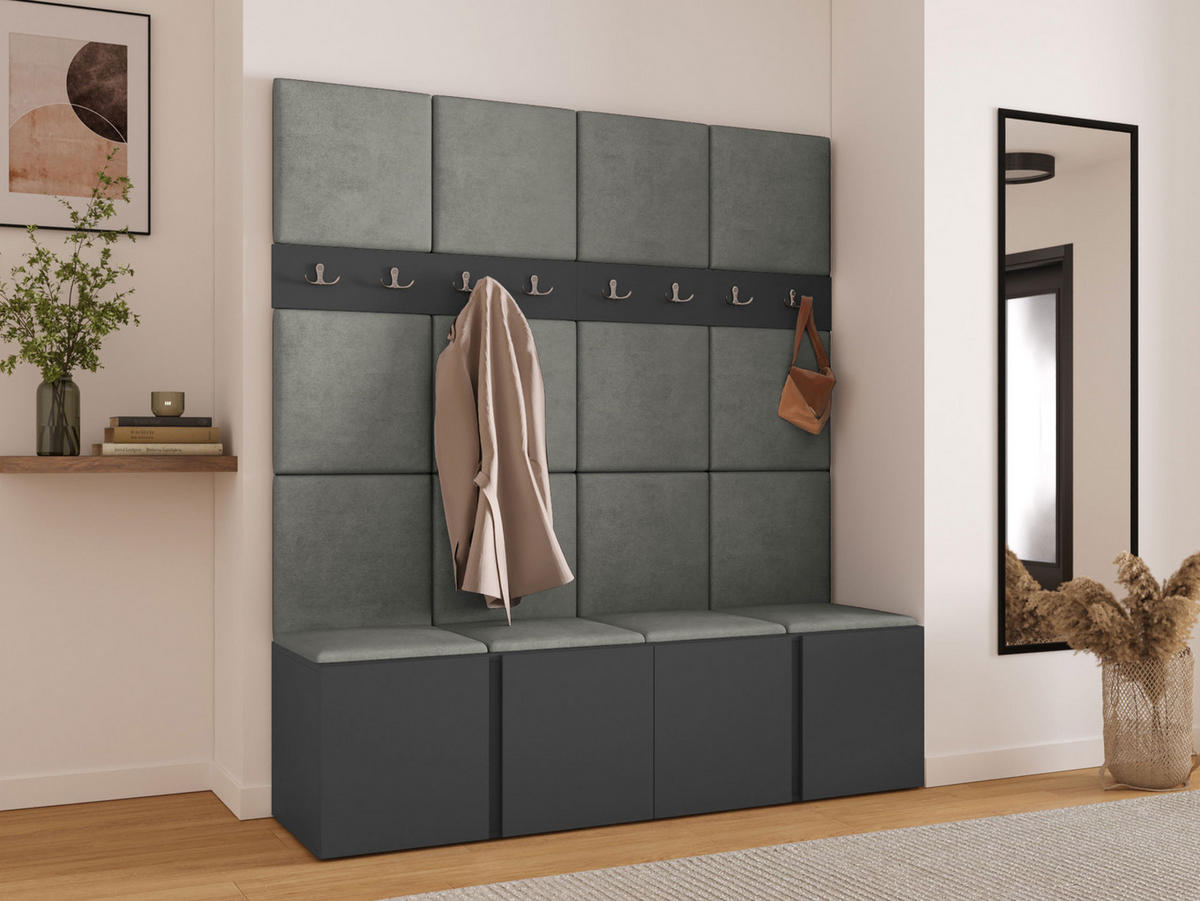 MOBILIER PENTRU HOL Orion V - grafit/gri, material plastic/compozit lemnos (168/186/46cm) - MIRJAN24
