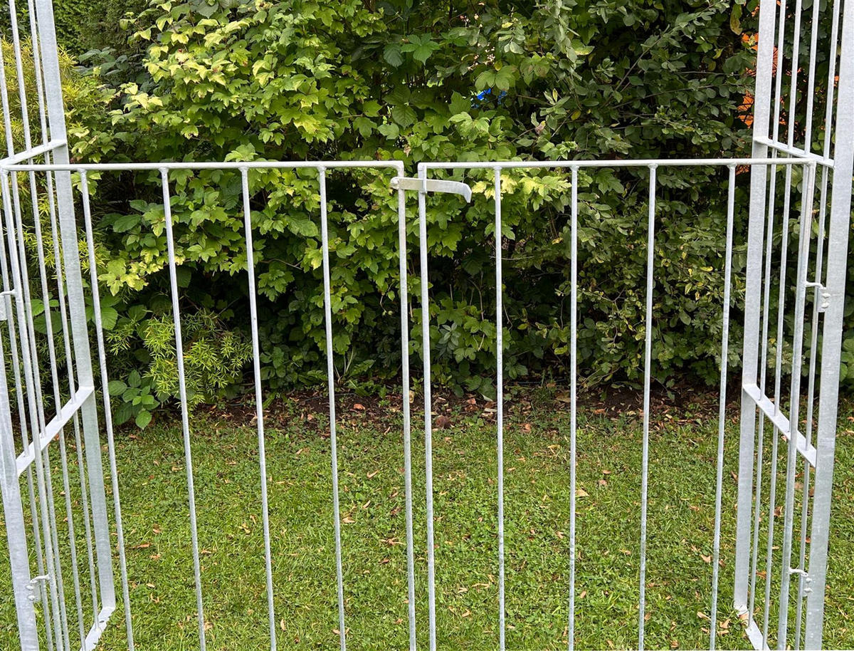 ROSENBOGEN mit Tor Metall verzinkt 140/40/230 cm - Grau, Metall (140/230/40cm) - DanDiBo