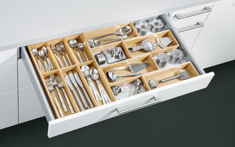 Novel Küchen Glaspure Lade Weiß Silber Besteck