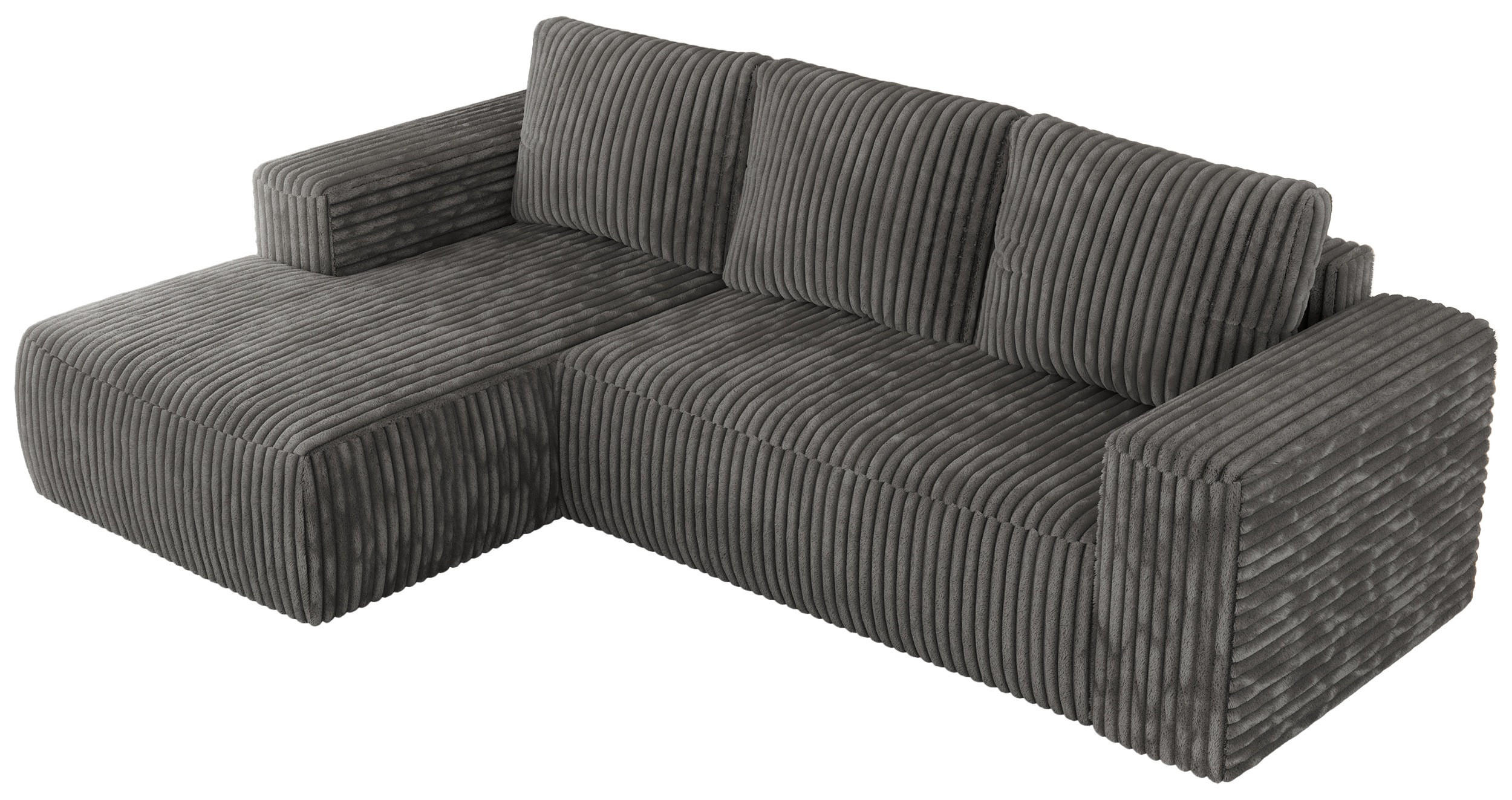 ECKSOFA TRENTINO L Dunkelgrau Cord - Links - Dunkelgrau/Schwarz, Textil (266/164cm) - MKS