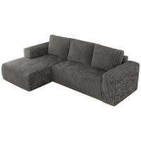 ECKSOFA TRENTINO L Dunkelgrau Cord - Links - Dunkelgrau/Schwarz, Textil (266/164cm) - MKS