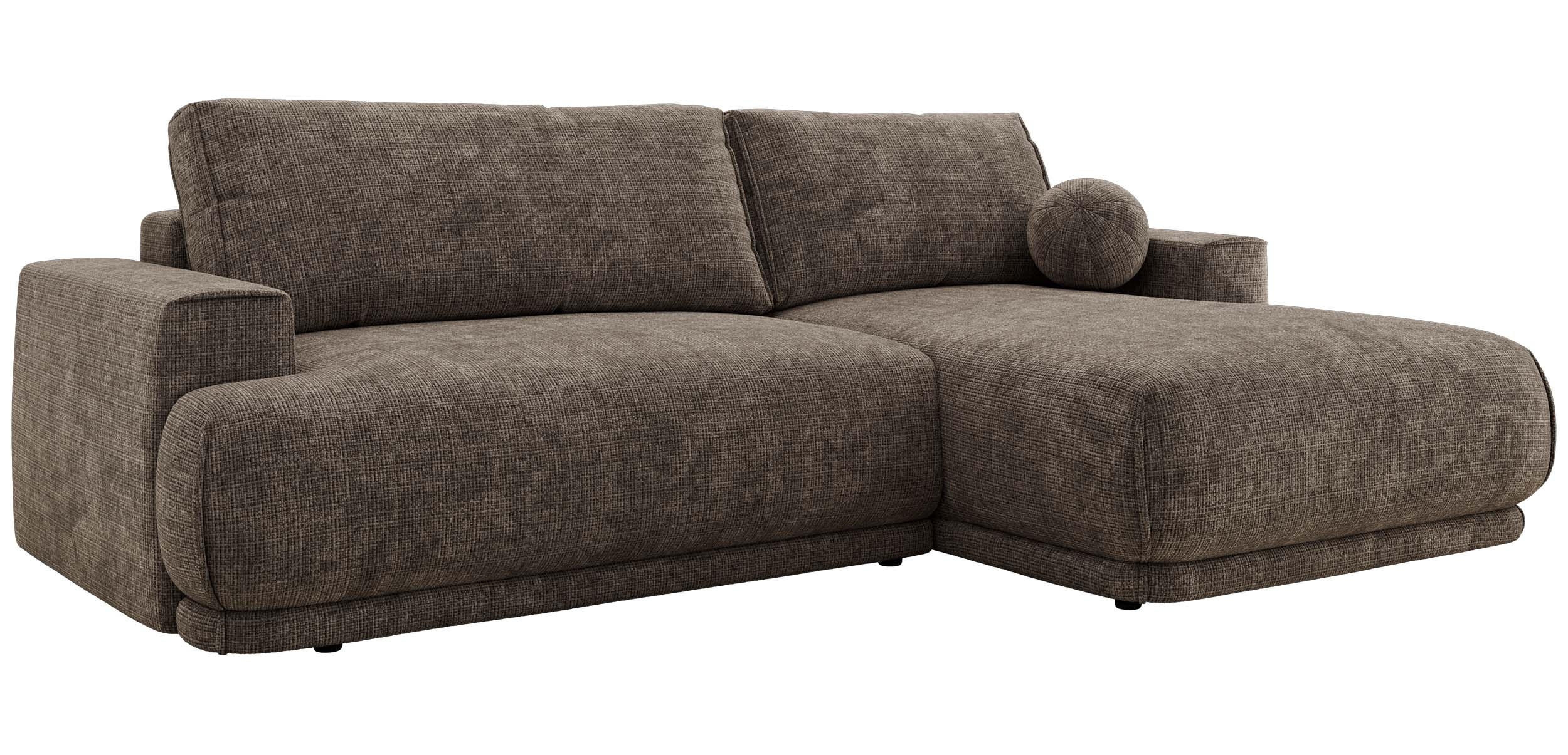 ECKSCHLAFSOFA RINA L Braun Schenille grob gewebt - rechts - Schwarz/Braun, Kunststoff/Textil (170/267cm) - MKS
