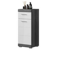 KOMMODE weiß Hochglanz, grau 88 cm, Badkommode mit Vollauszug - Chromfarben/Weiß Hochglanz, Holzwerkstoff/Kunststoff (37/88/31cm) - Inn.Furn