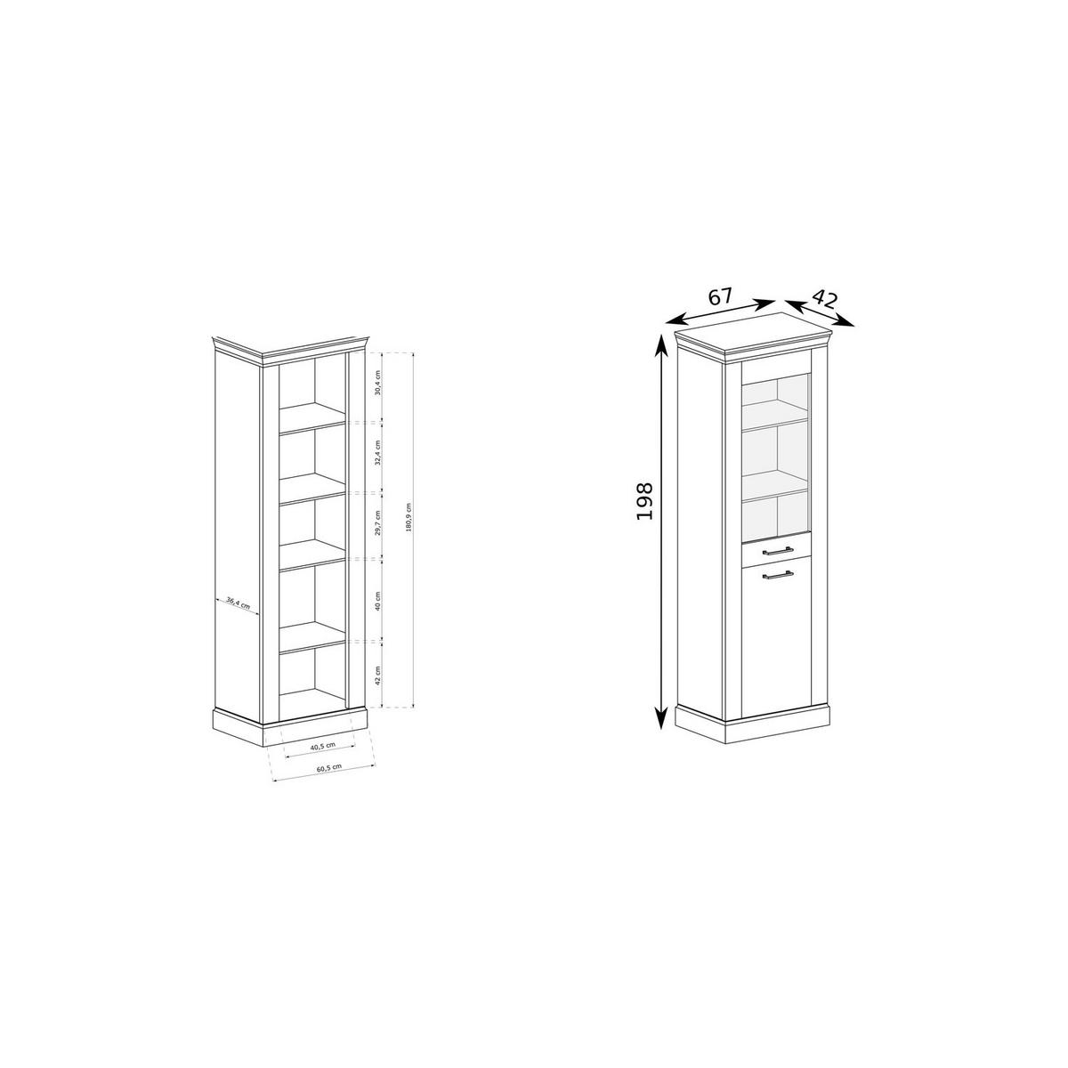 VITRINE Antica New AN-11 67 x 198 x 42 cm Kraft Gold - Wildeiche, Holzwerkstoff/Metall (67/198/42cm) - Koseto