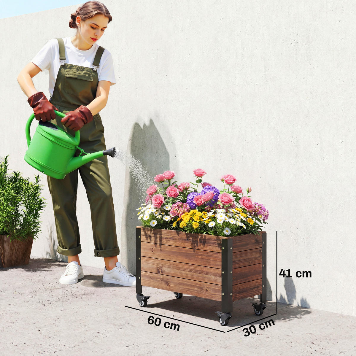 HOCHBEET Tannenholz Metall Braun - Dunkelbraun, Holz/Metall (30/41/60cm) - Outsunny