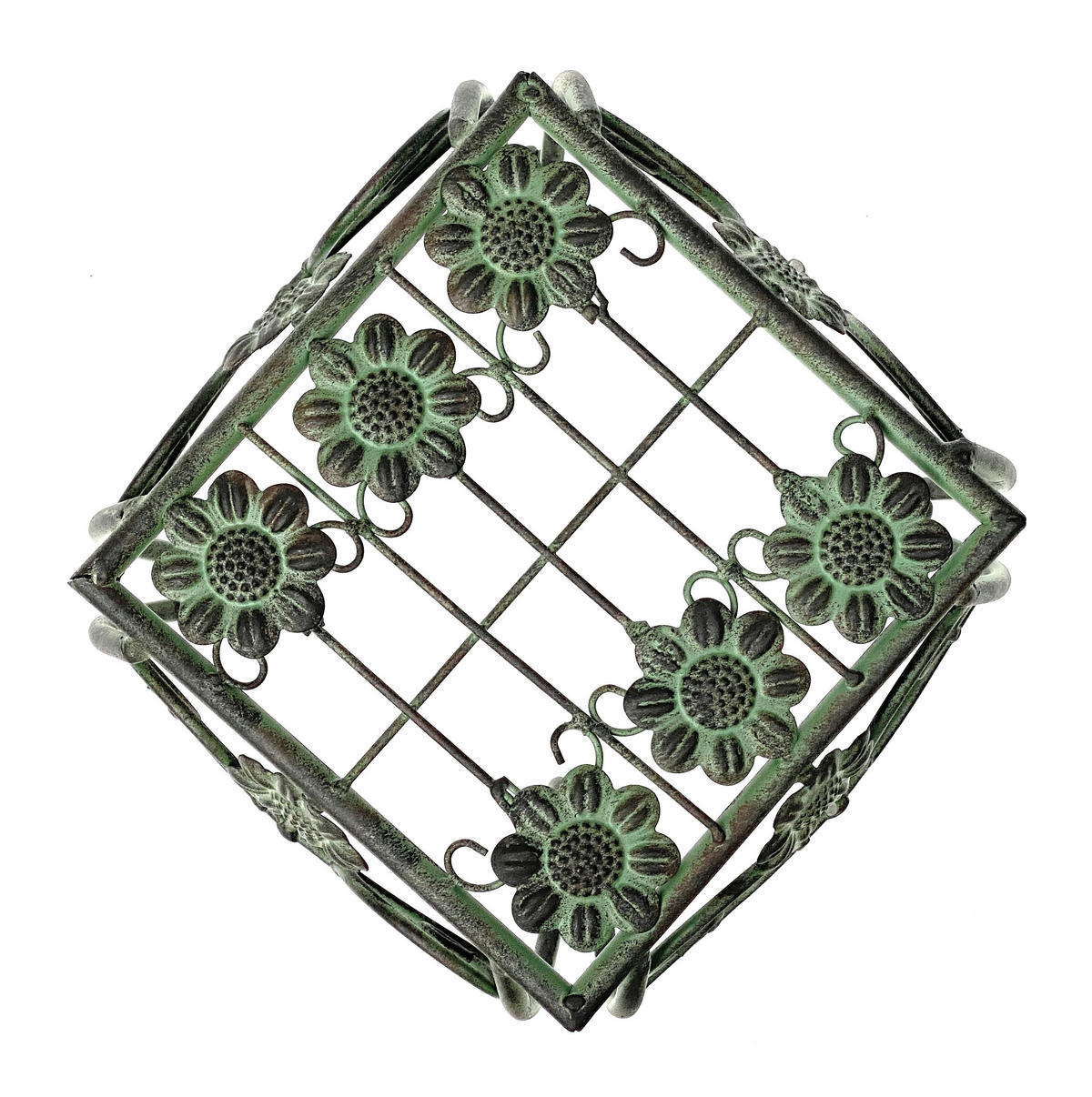 BLUMENHOCKER eckig Metall Grün 22,5/22,5/25,5 cm - Grün, Metall (22.5/25/22.5cm) - DanDiBo