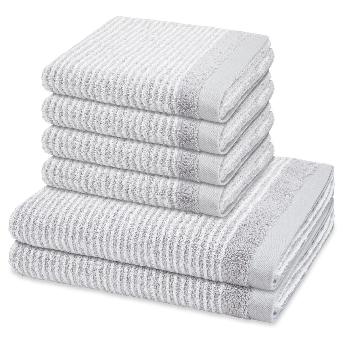 FROTTIERSET Stripes 6-teilig - Hellgrau, Textil (50/100cm) - Ross