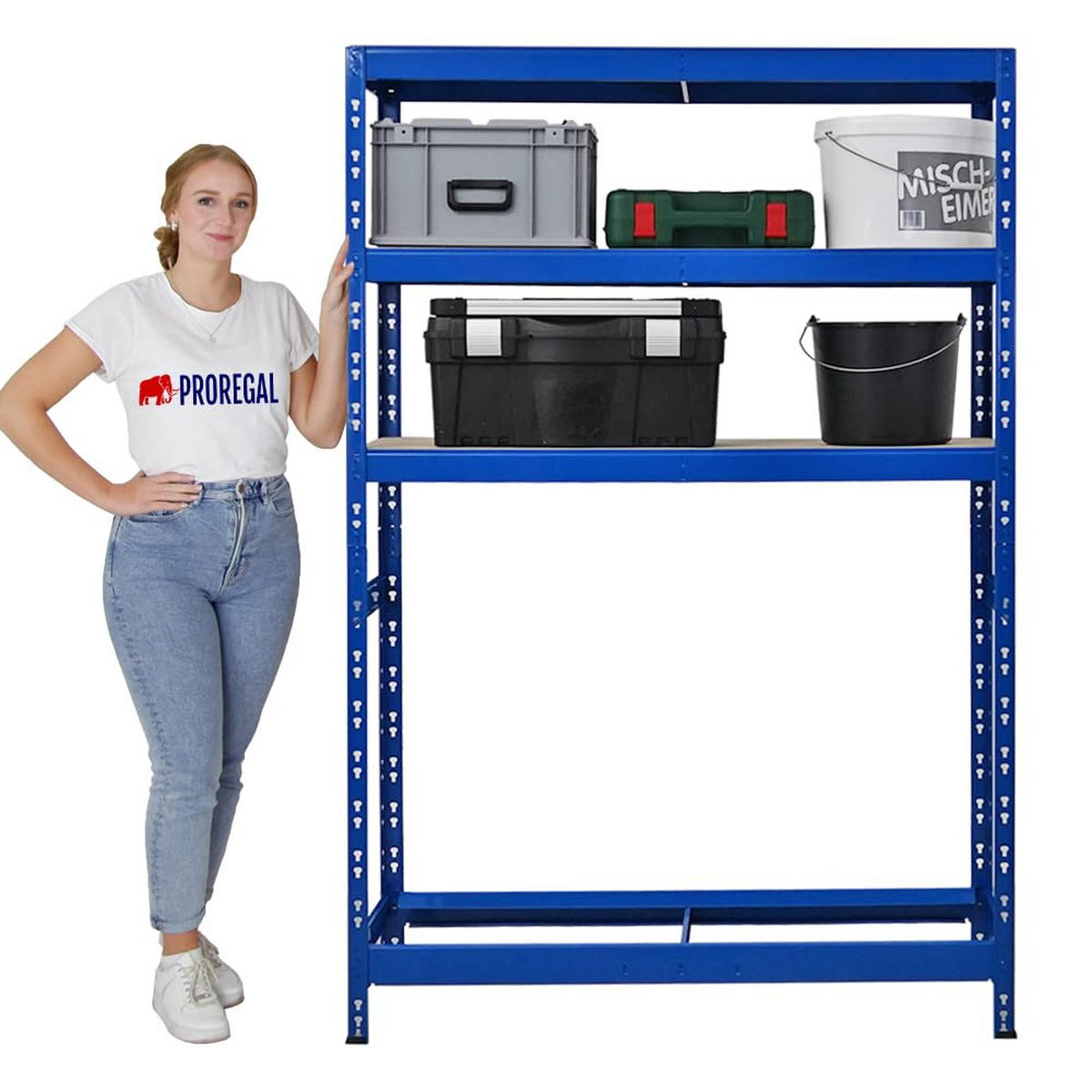 REIFENREGAL Tiger 2er-Set mit 2x 180x120x40 cm bis zu 12 Reifen mit 3 Fachboden Blau - Blau, Metall (240/180/40cm) - PROREGAL