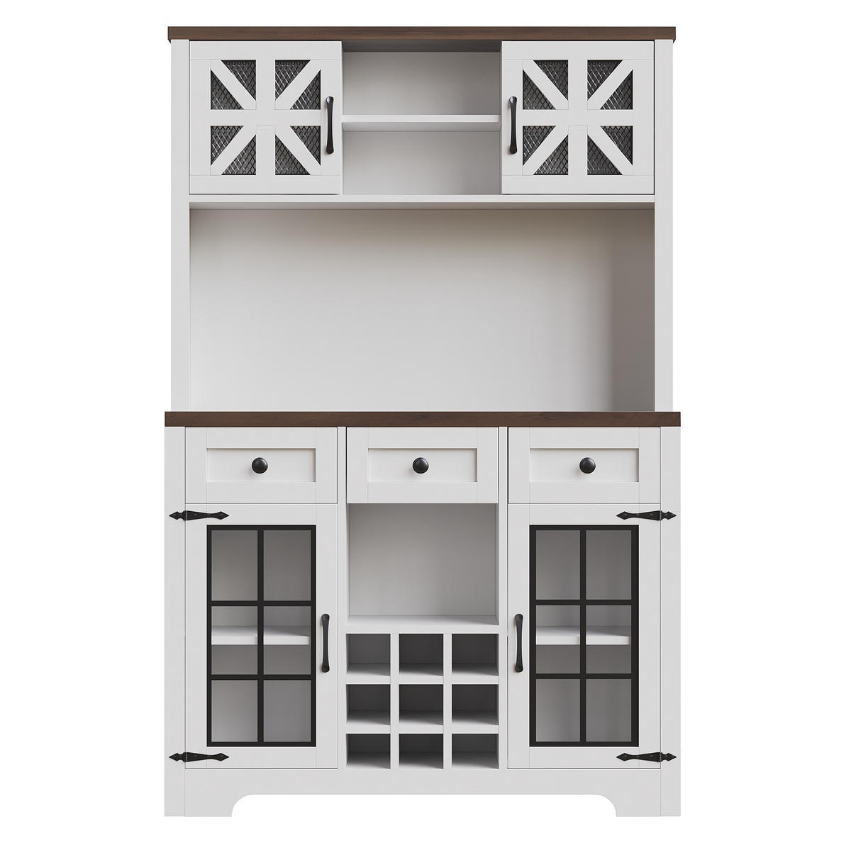 BUFFET 120/40/180 cm aus MDF und Glas mit App-gesteuerter LED-Beleuchtung Weiß - Weiß, Holzwerkstoff (120/180/40cm) - Modenvie