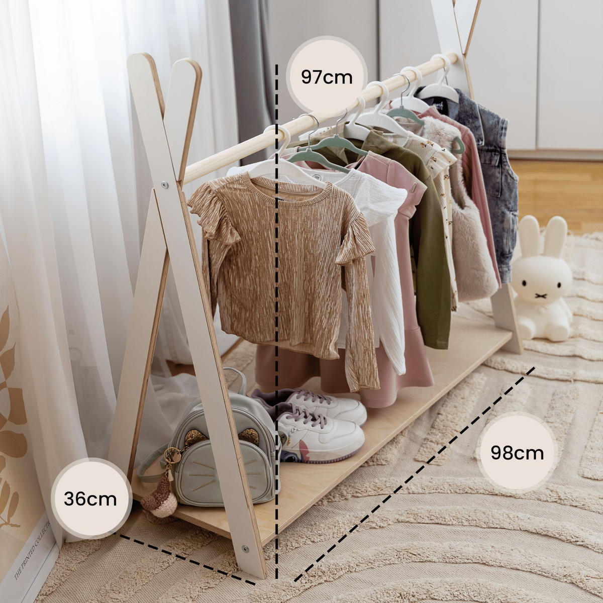 KLEIDERSTÄNDER für Kinder, Weiß - Weiß, Holz (36/97/98cm) - MeowBaby