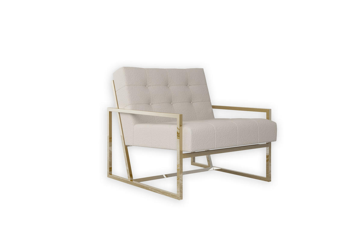 LOUNGESESSEL Duban Beige Bouclé-Stoff - Beige/Goldfarben, Holz/Textil (84/81/89cm) - S-Style Möbel
