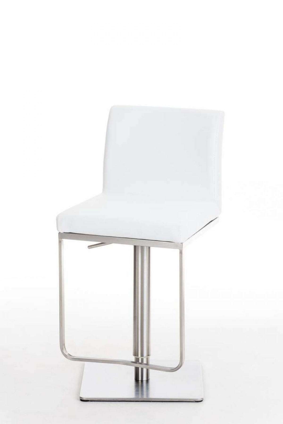 BARHOCKER 2er Set Lederlook Weiß - Edelstahlfarben/Weiß, Textil/Metall (42/86/44cm) - CLP