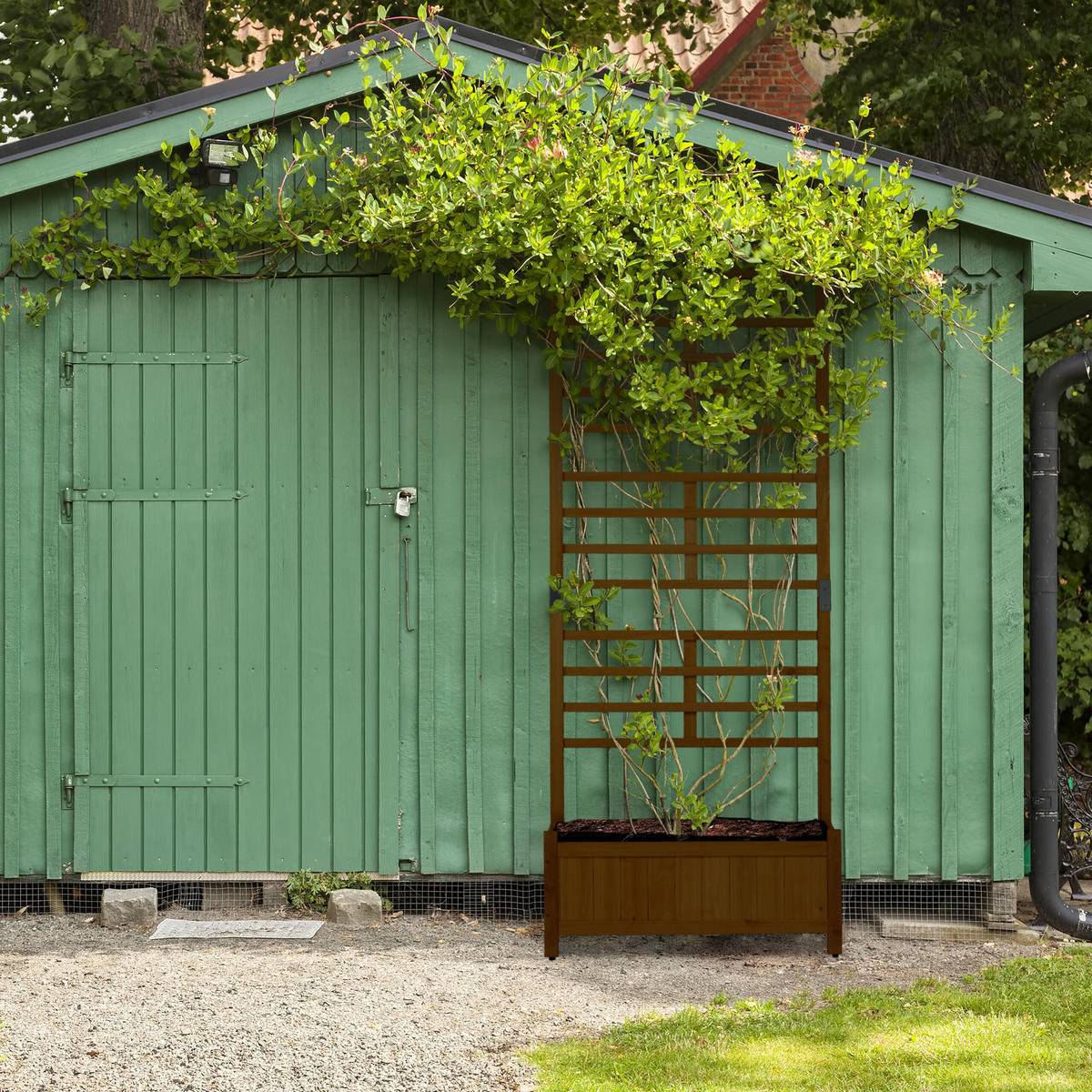 PFLANZKASTEN Spalierwand - Braun, Holz/Kunststoff (71.5/171/32cm) - Relaxdays