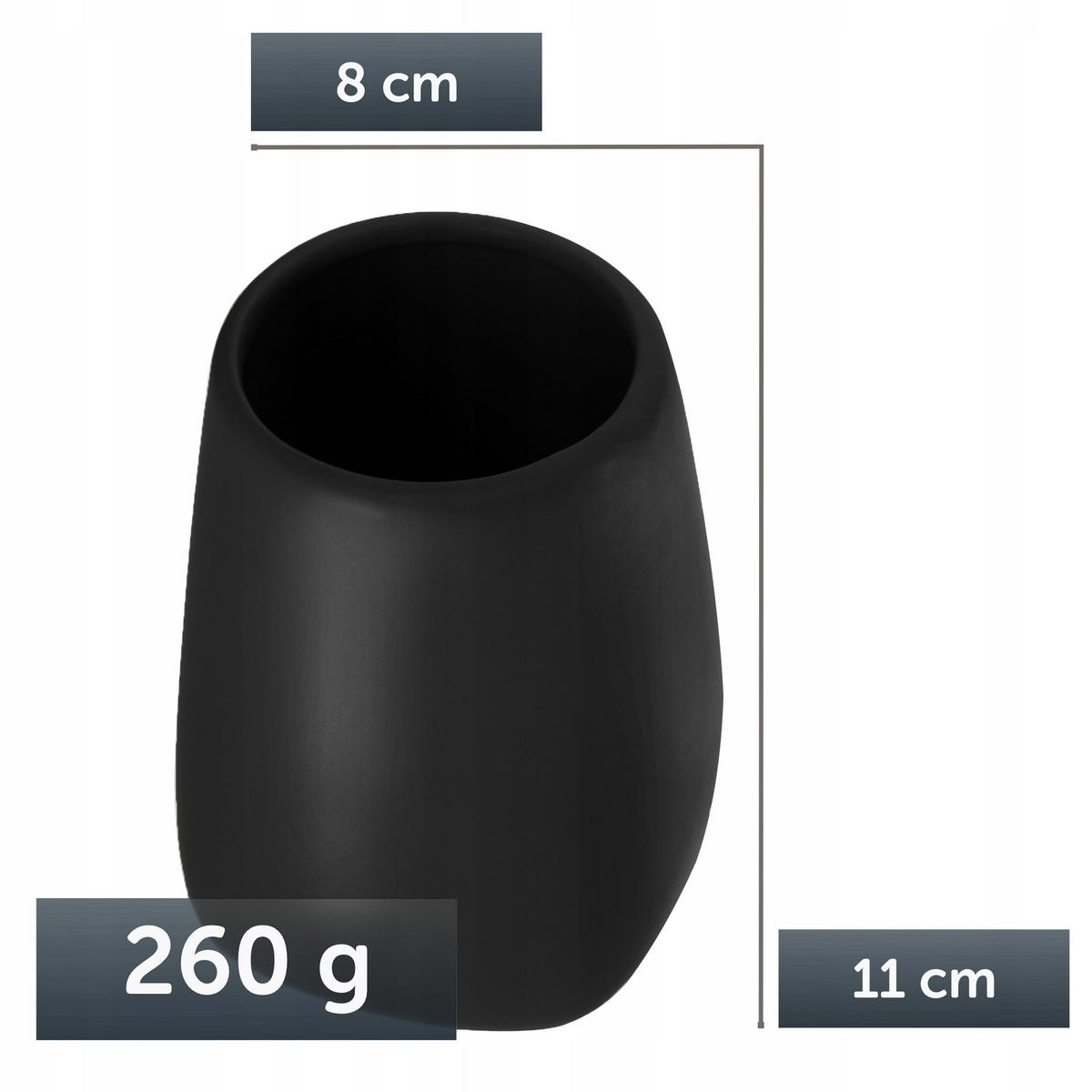 ZAHNPUTZBECHER für das Badezimmer 11 x 8 cm, schwarz - Schwarz, Keramik (8/11cm) - KADAX