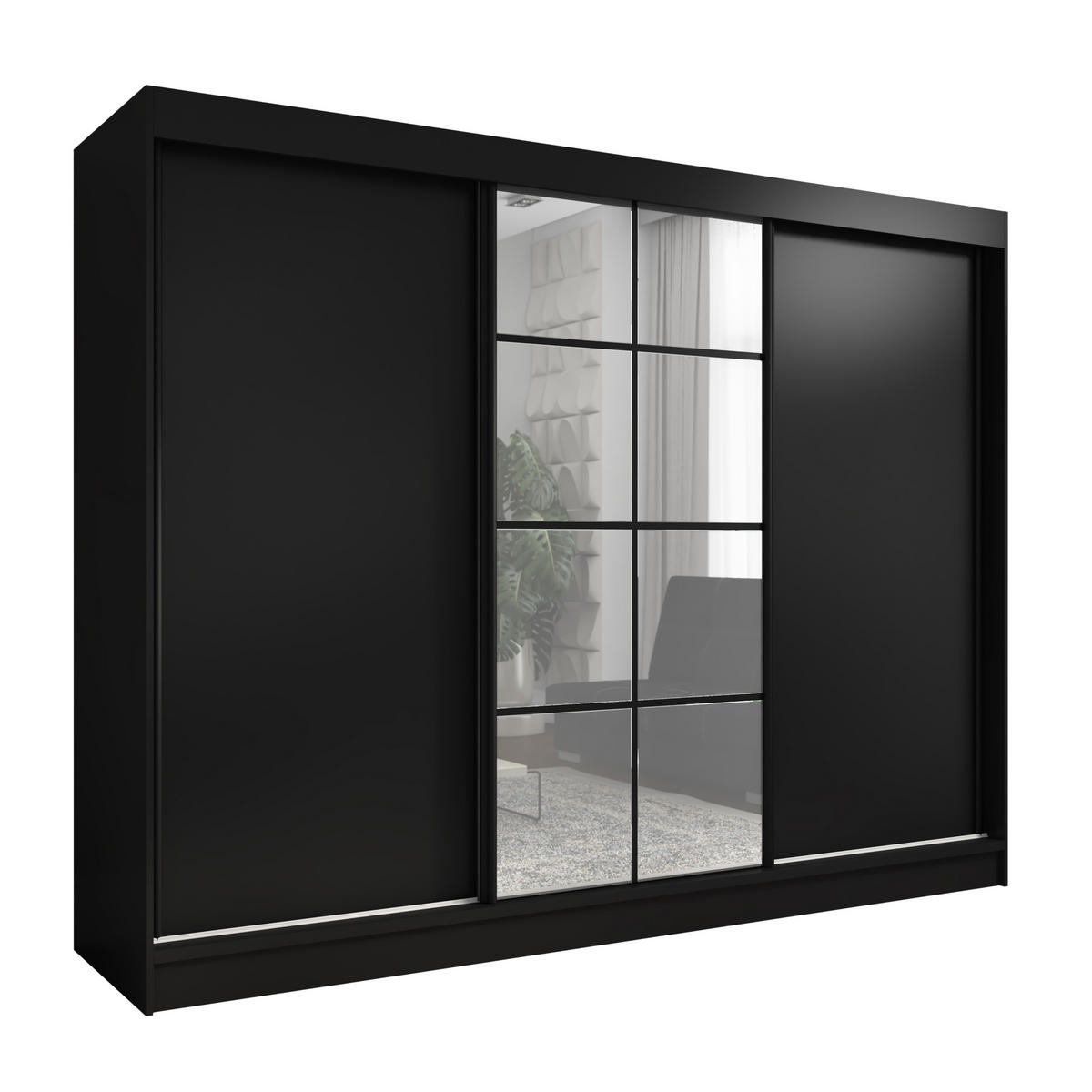 SCHWEBETÜRENSCHRANK 200 CM ORAVELLE Farbe: Schwarz - Schwarz, Holzwerkstoff (200/215/59.5cm) - A&J MöbelLand