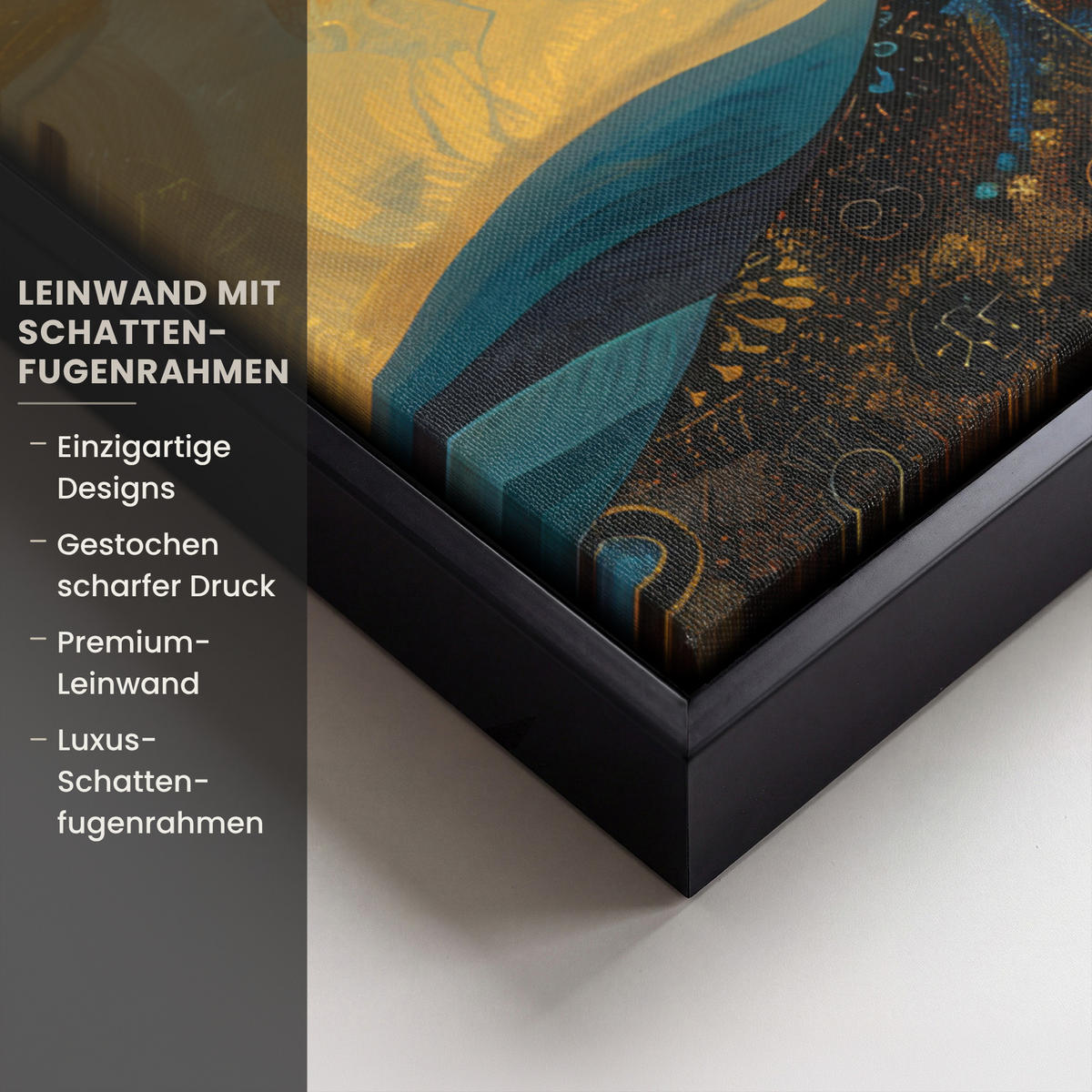LEINWAND Bilder mit Rahmen - Baum - Mond - Blumen - Gold - Kunst - 70x100 - Orange, Textil (70/100cm) - MuchoWow