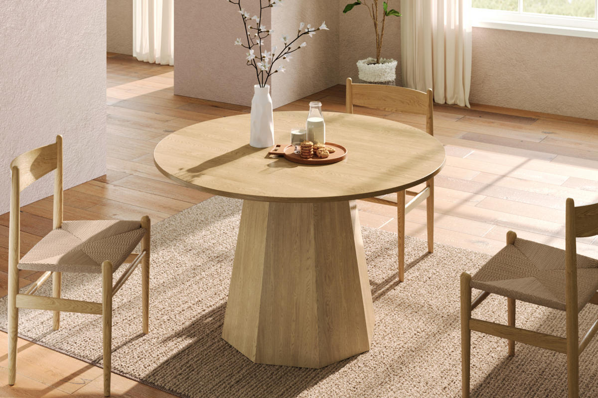 RUNDER Esstisch aus MDF, Ø 120/75 cm, Eichenoptik - Eichefarben, Holzwerkstoff (120/120/75cm) - Redom