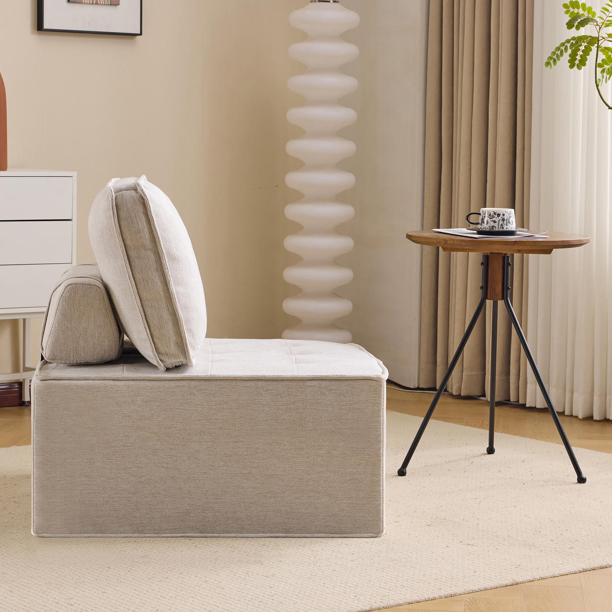 SESSEL Einzelsofa – kleine Sitzgarnitur & Sitzsack, bequem, für Wohnzimmer, Schlafzimmer, Gästezimmer & Kinderzimmer, modern - Beige, Textil (81/81/81cm) - Ej. Life
