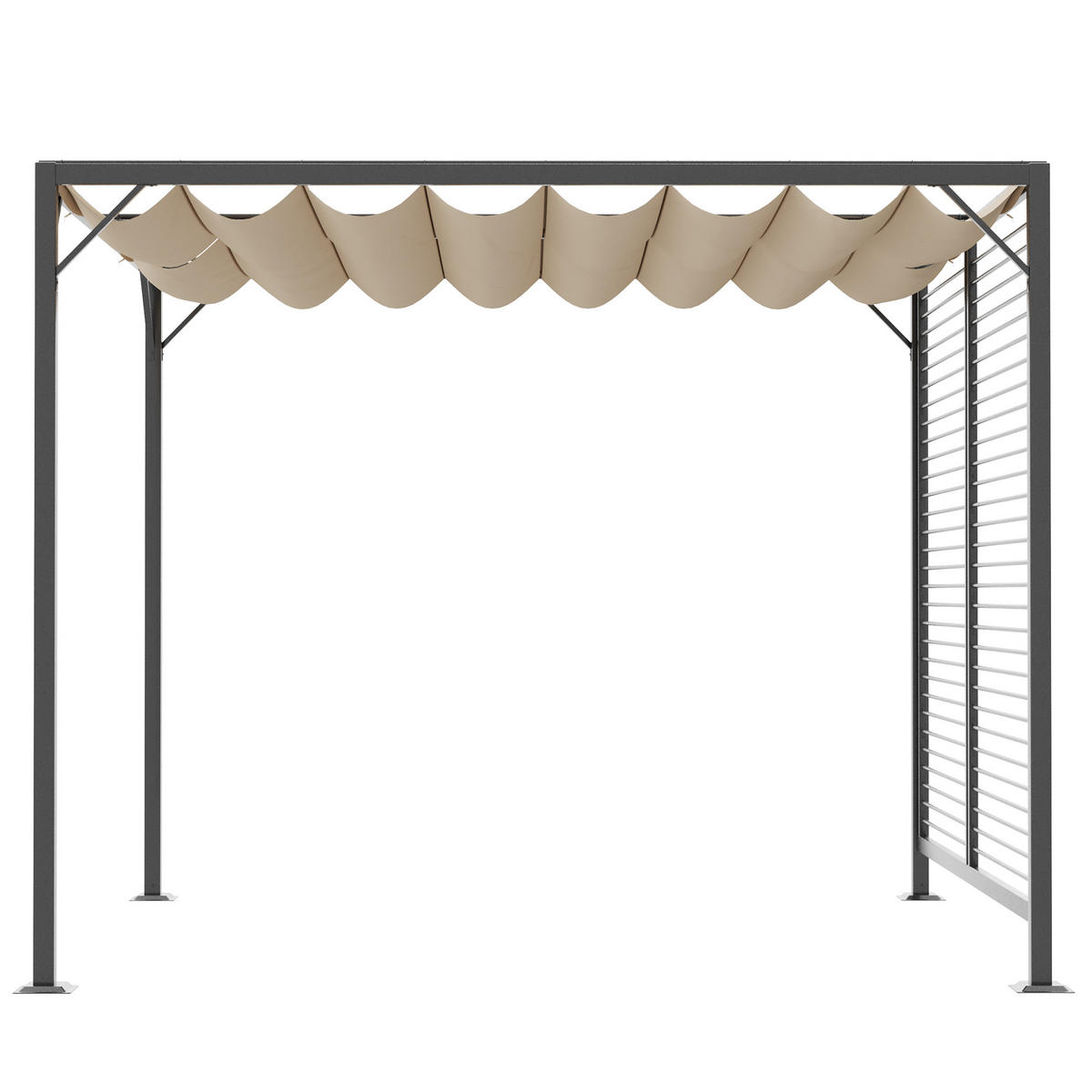 PAVILLON, Pergola, Polyester, Beige - Dunkelgrau/Beige, Kunststoff/Metall (280/238/300cm) - Outsunny