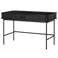 SCHREIBTISCH - MDF / Eisen - Eiche - Eichefarben/Schwarz, Holzwerkstoff/Metall (60/120/76cm) - home24