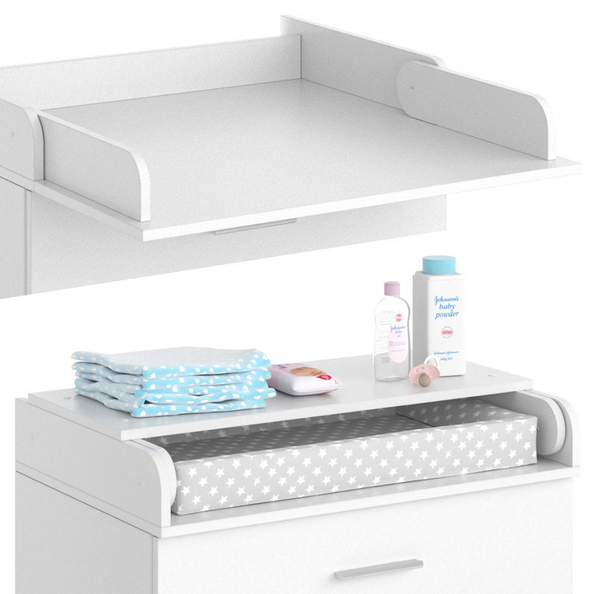 PREBAĽOVACÍ PULT Lena biely - biela, kompozitné drevo (75/100/50cm) - Vicco